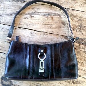 Vintage Aigner black leather handbag